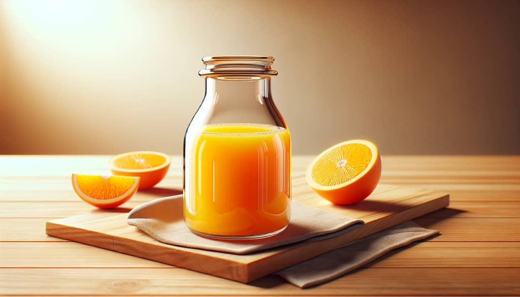 투명한 유리잔에 신선한 오렌지 주스