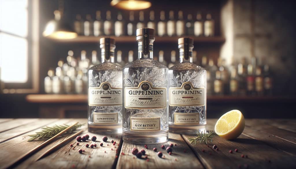 Three gin bottles side by side for cocktail making