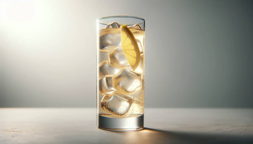 gin and ginger highball with lemon garnish