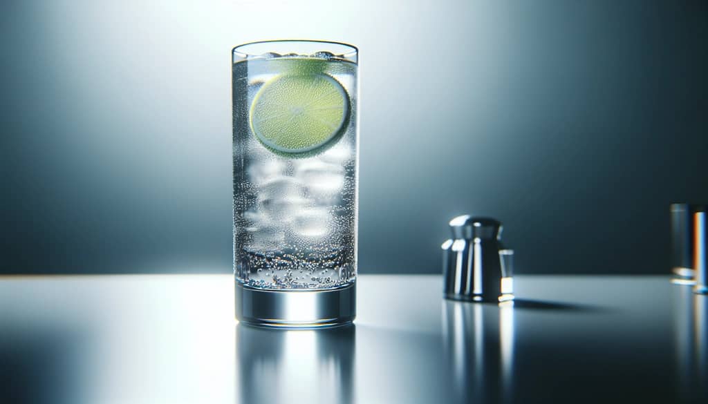 gin rickey cocktail with club soda and lime wedge