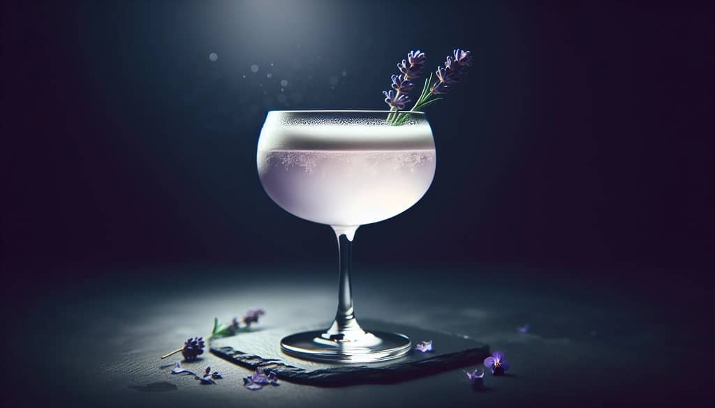 gin sour with lavender syrup garnish