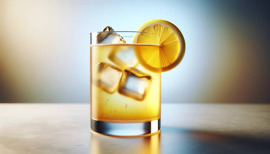 ginger beer in highball glass with lemon