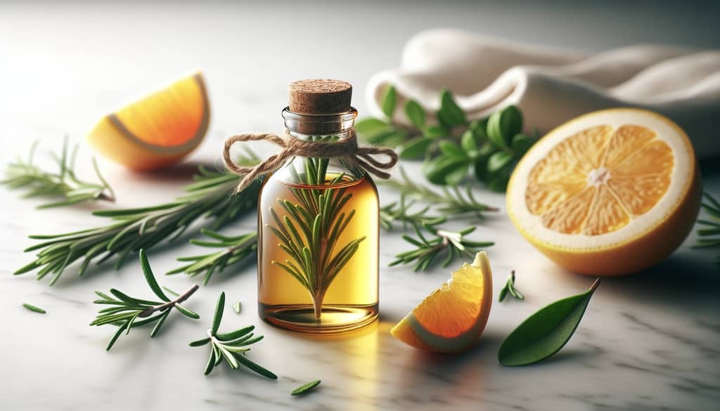 herb and fruit bourbon syrup in small bottle