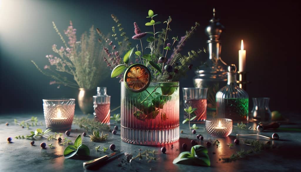 Herbal Pal cocktail, featuring hints of absinthe and garnished with herbs