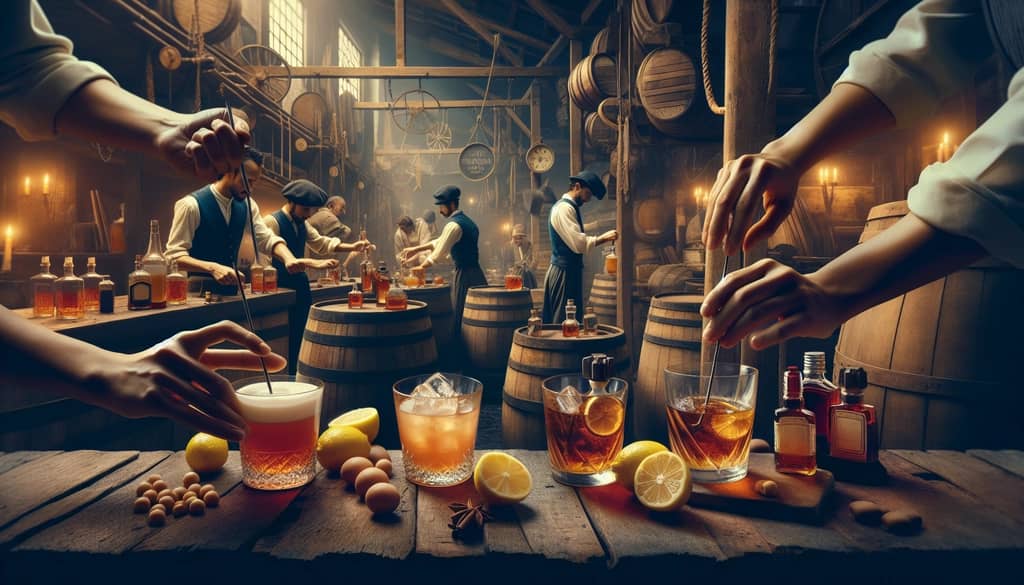 Historical background of whiskey sour and amaretto sour cocktails, exploring their cultural and traditional roots