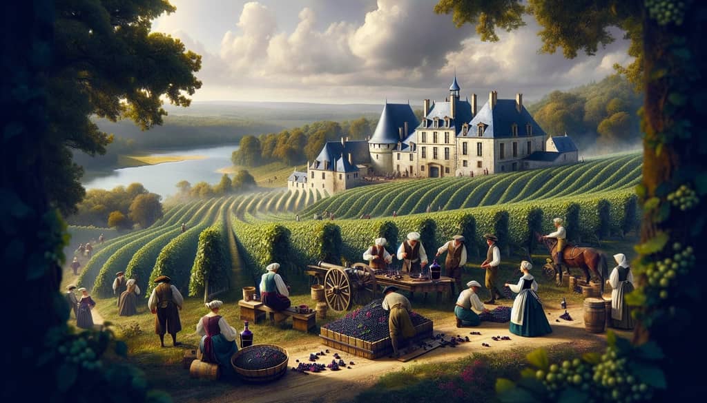 Historical imagery depicting the origins of Chambord liqueur in France's Loire Valley