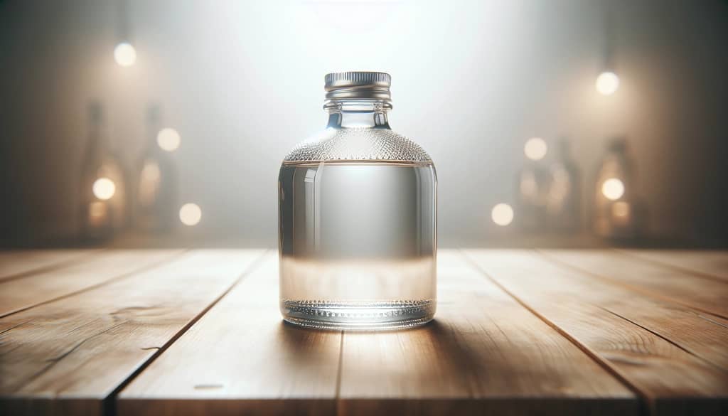 homemade simple syrup in glass bottle