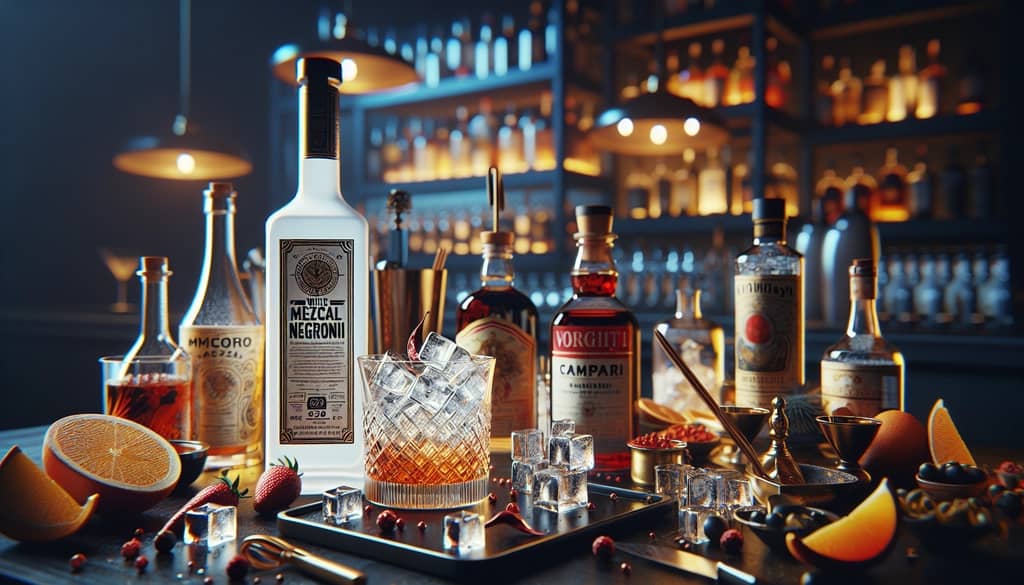 Ingredients and preparation steps for crafting the perfect White Mezcal Negroni cocktail
