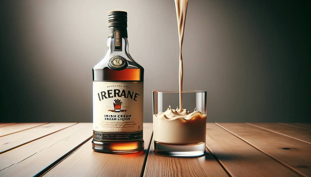 bottle and glass of Irish cream liqueur