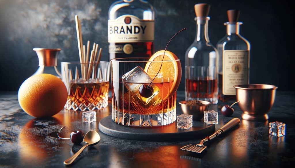 Key components and flavor profile of a traditional Brandy Old Fashioned cocktail