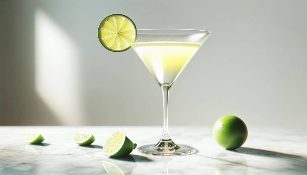 Key Lime Martini mit Ananassaft in einem Martiniglas