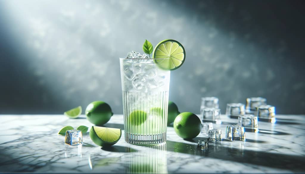 Limettensaft in einem Glas für alkoholfreie Getränke
