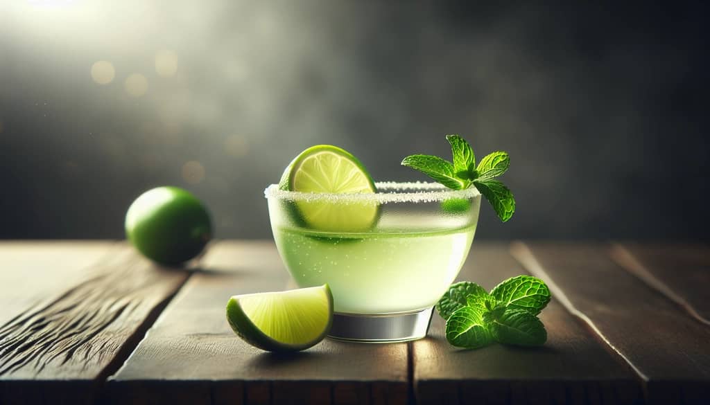 lime juice and mint on bar for cocktails