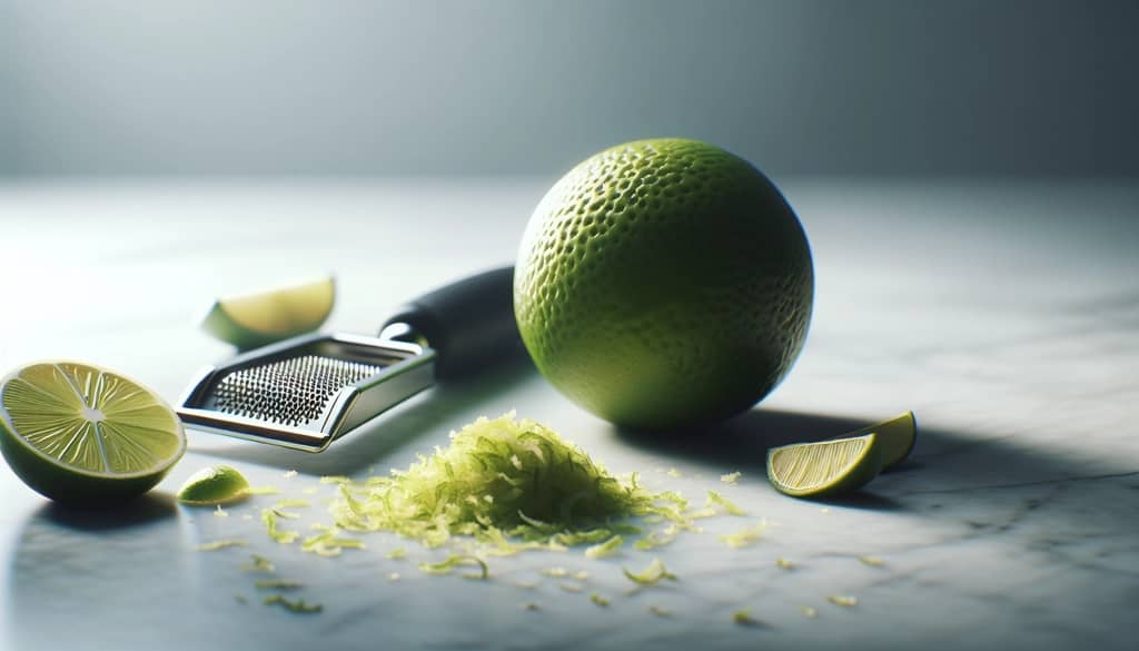 ليمون أخضر مبشور طازج على الرخام