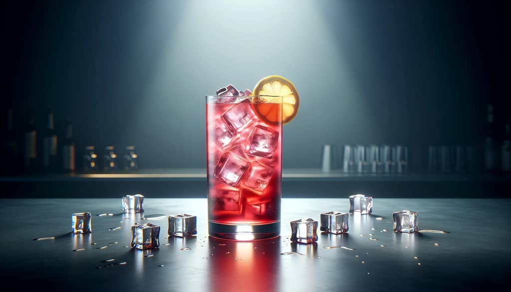 long beach iced tea with ice and citrus garnish on bar