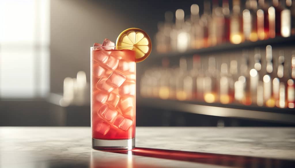 teh es Long Beach dengan hiasan irisan lemon