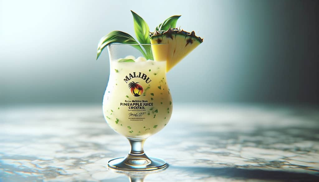 malibu rum basil pineapple cocktail glass