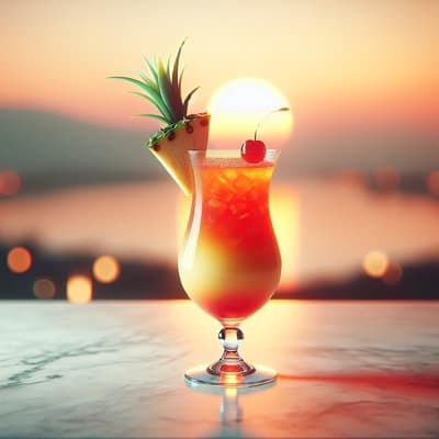 Malibu Sunset dengan Minuman Aloe Vera Berbusa