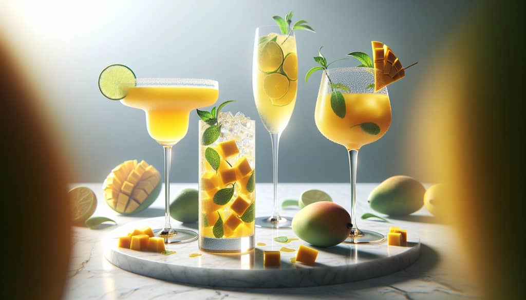 Cocktail fatti con mango in diversi bicchieri