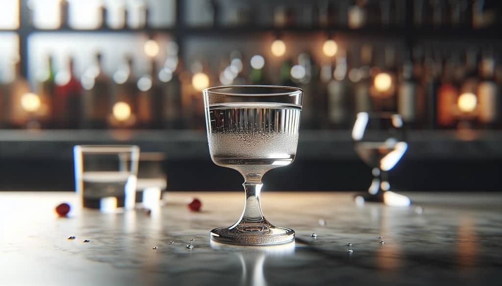clear maraschino liqueur in a small glass