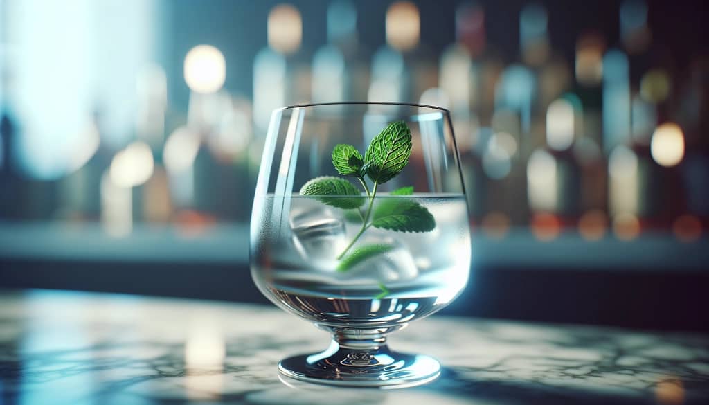 fresh mint sprigs on a glass cocktail