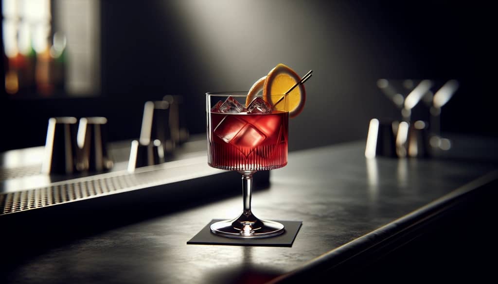 Mocktail served in fancy bar glassware with citrus twist
