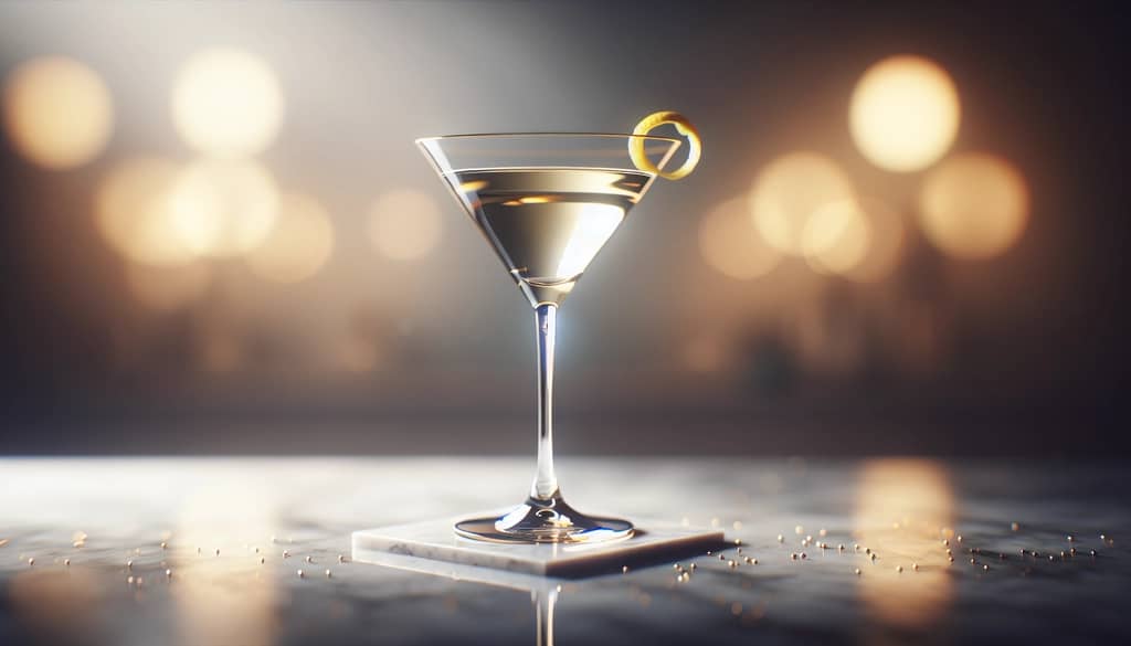 modern vesper martini on marble bar
