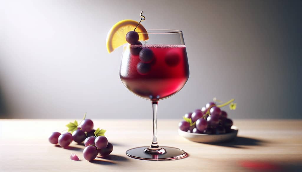 koktail non-alkohol dengan jus anggur dalam gelas