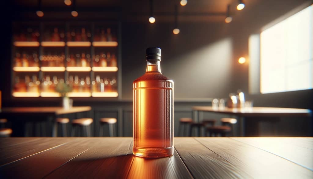 botol bitters jeruk di meja bar