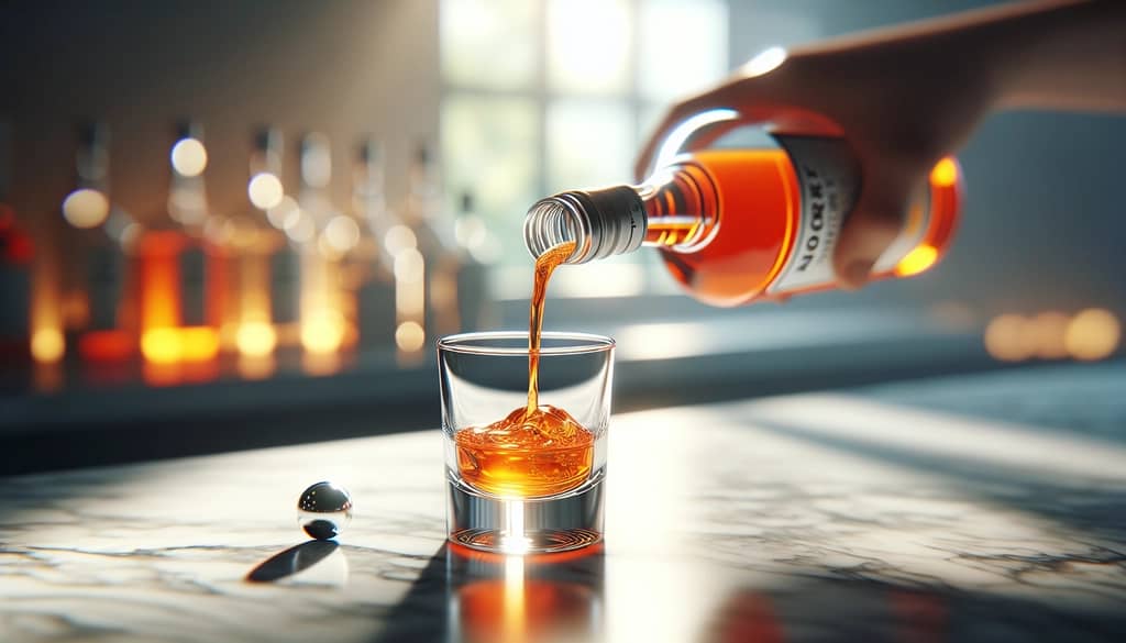 orange liqueur poured into a small glass