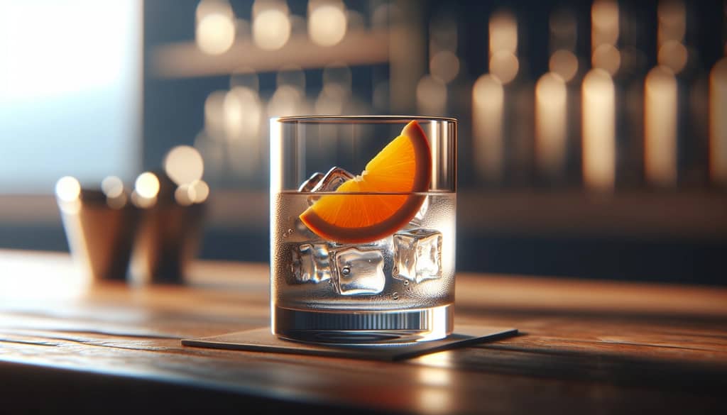 orange slice garnish in a cocktail