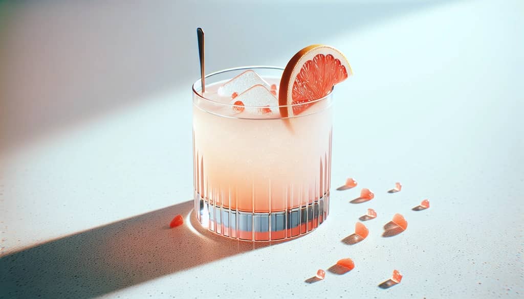 Paloma cocktail with grapefruit wedge
