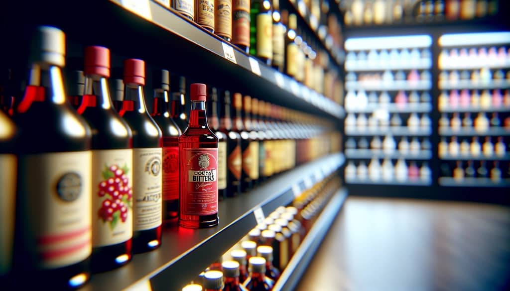 Peychaud's Bitter on a liquor store shelf