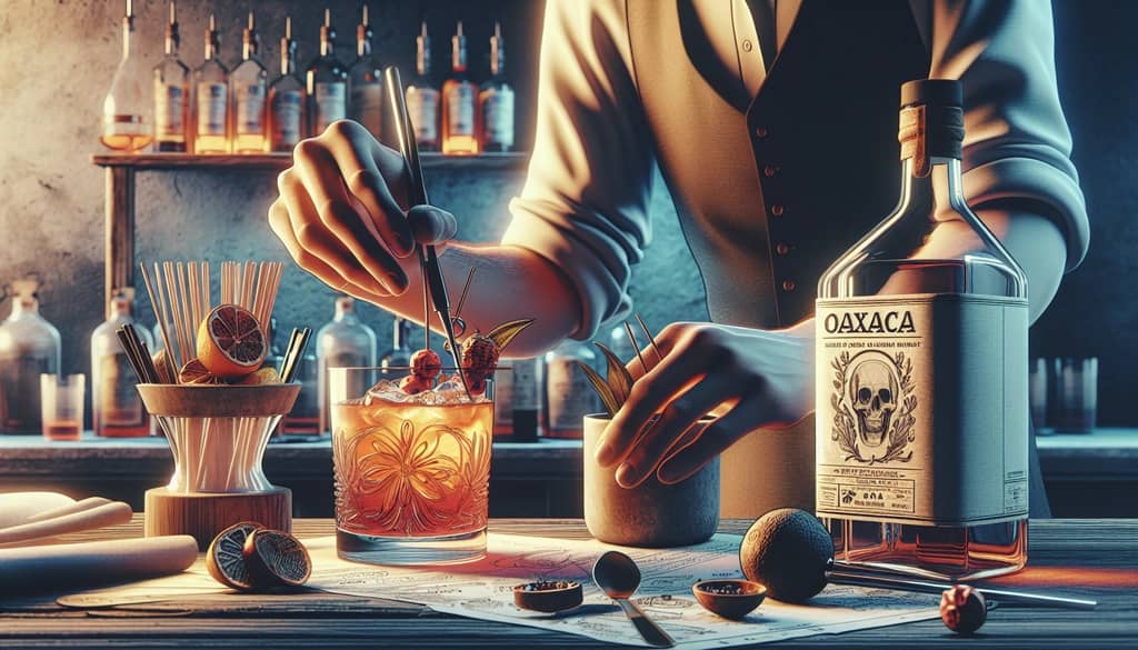 Phil Ward expertly mixing ingredients for the Oaxaca Old Fashioned at Death & Co