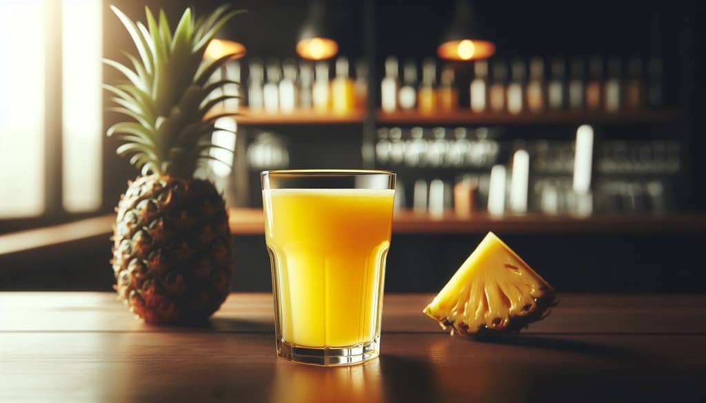 Ananassaft in einem klaren Glas für Cocktails