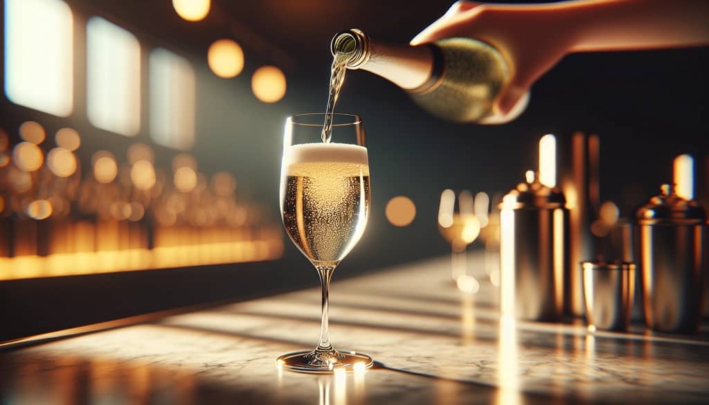 champagne being poured into chilled flute