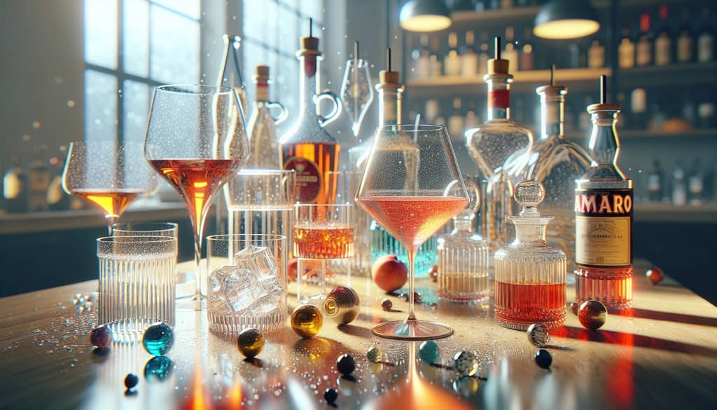 Practical aspects to consider when choosing glassware for Amaro Spritz, including capacity and material