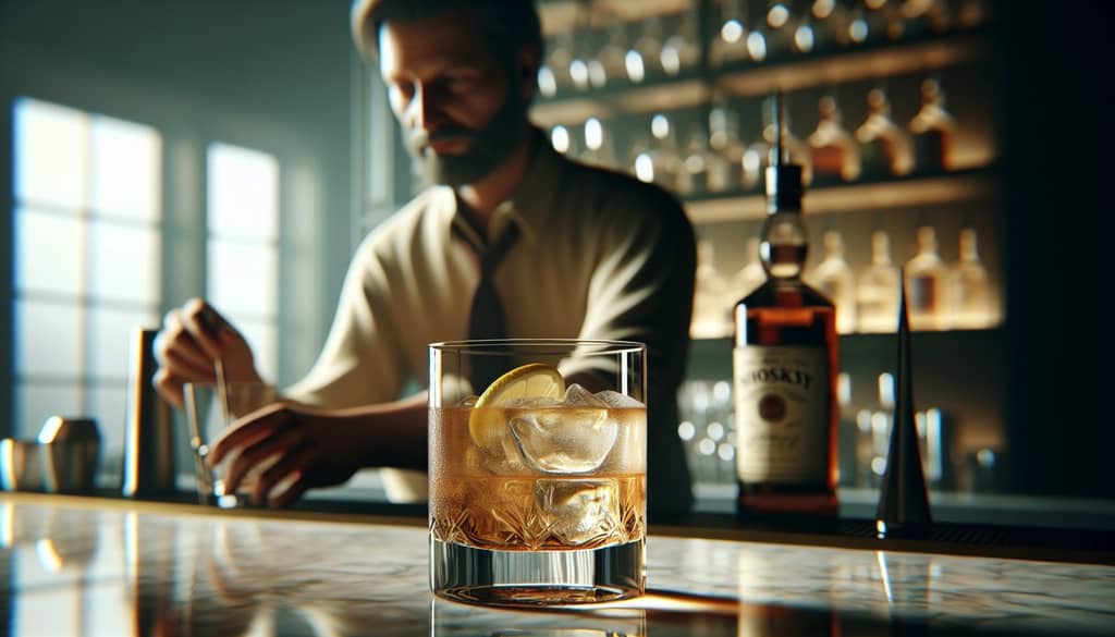 bartender preparing a whiskey sour