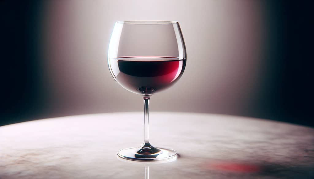 closeup of red wine in a glass showing deep color