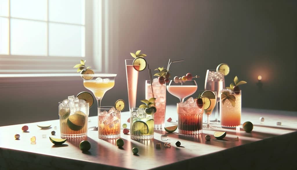 اختيار الكوكتيلات الإقليمية على زجاج البار العلوي
