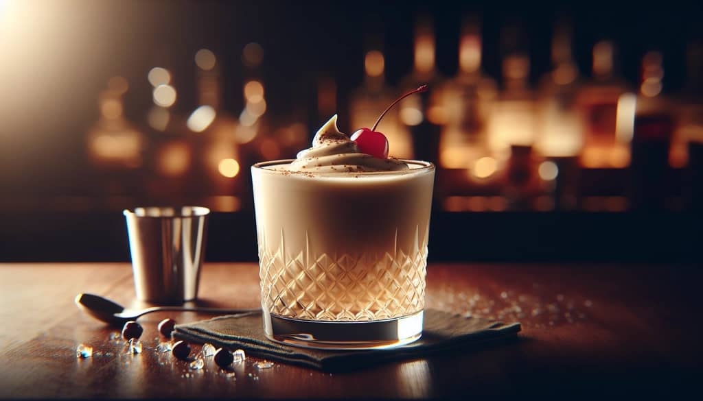 Regular cocktail with creamy liqueur and garnish