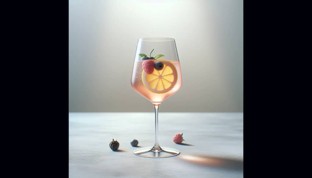Rosé spritz with berry garnish in wine glass