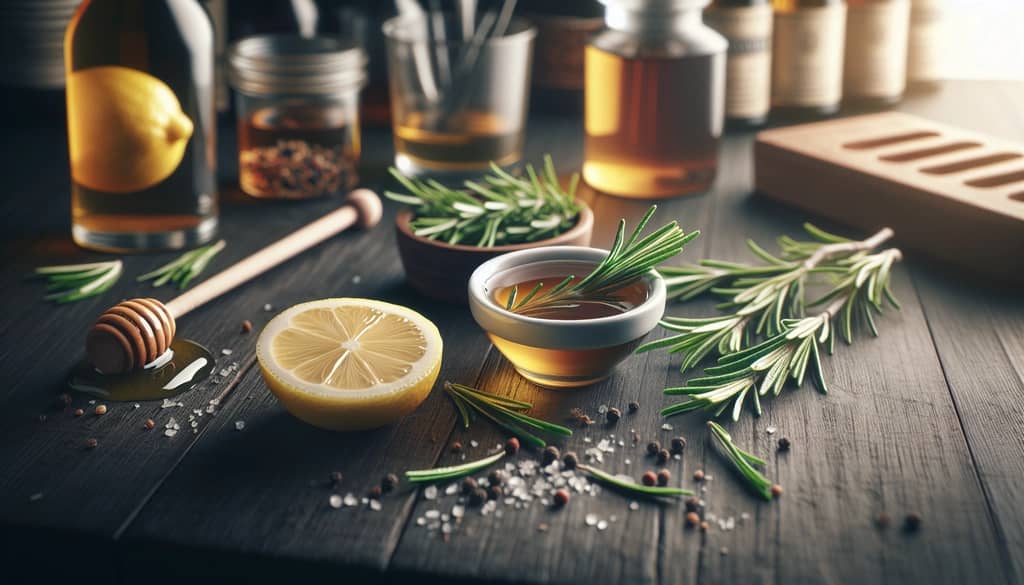 rosemary, lemon, and honey on bar