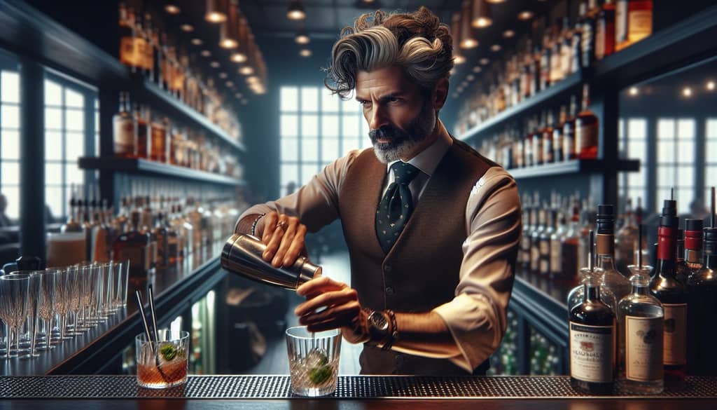 Salvatore Calabrese shaking a cocktail behind a London bar