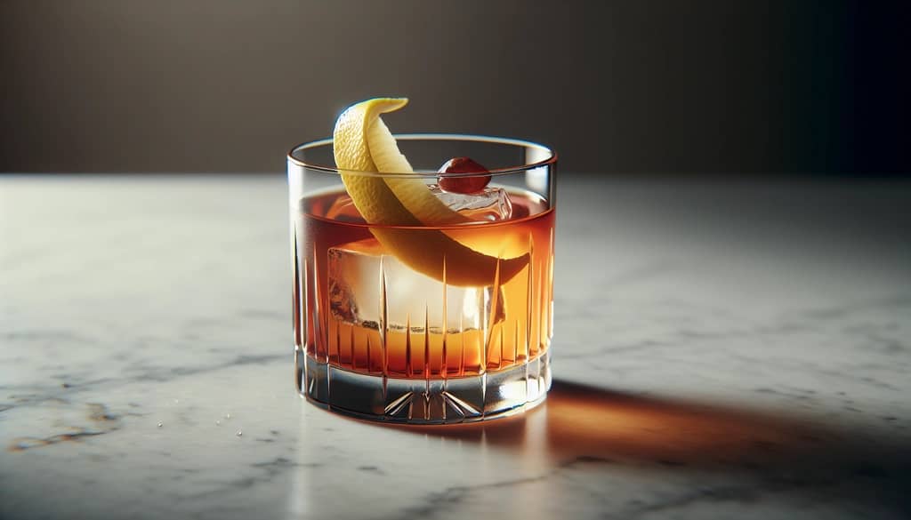 sazerac cocktail with peychaud's bitter in old fashioned glass