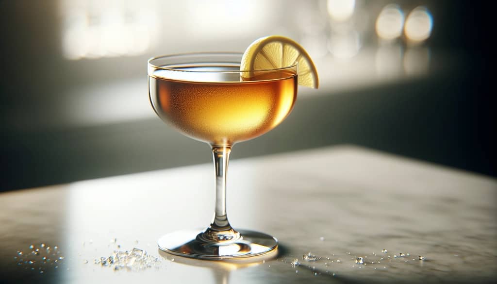 Sidecar cocktail with lemon twist