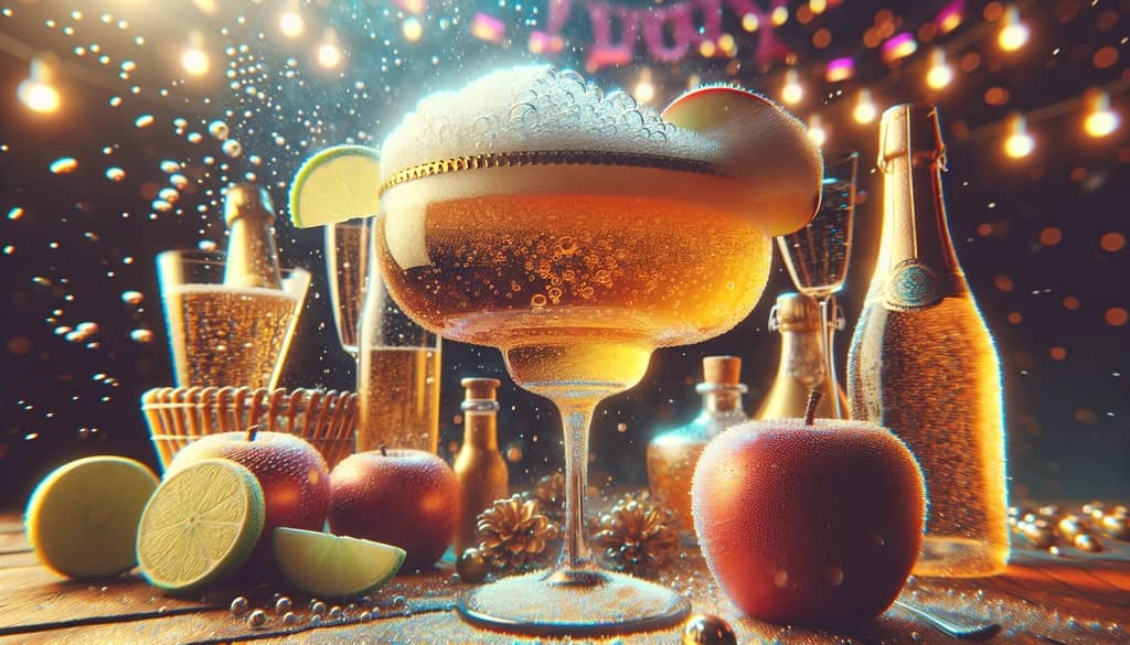 Sparkling Apple Cider Margarita topped with bubbly for a festive twist.