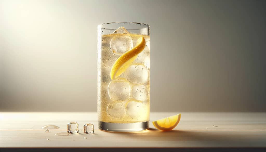 sparkling bourbon lemonade in a collins glass