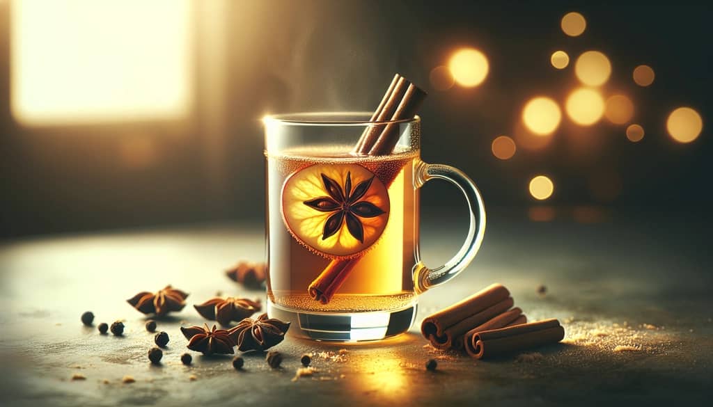 spiced hot apple cider toddy with rum and cinnamon