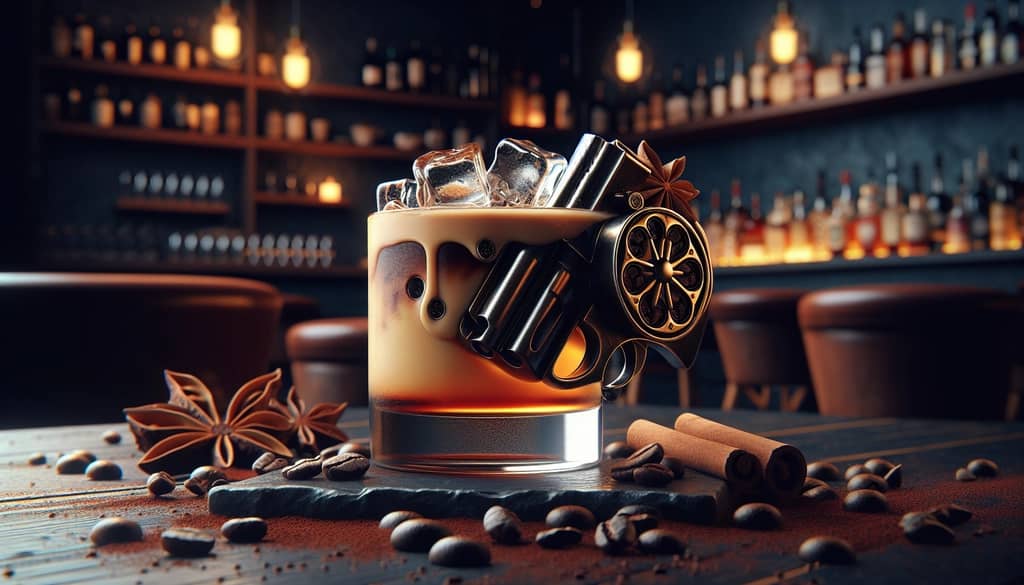 Spiced Coffee Revolver served on the rocks with notes of spice and chocolate